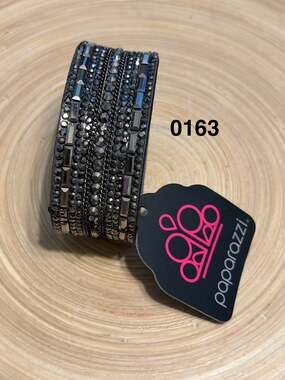 Paparazzi Rebel Radiance Silver Rhinestone Snap Wrap Leather Bracelet